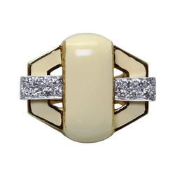 Bague Tank DAVID WEBB en or jaune, émail et diamants - Castafiore