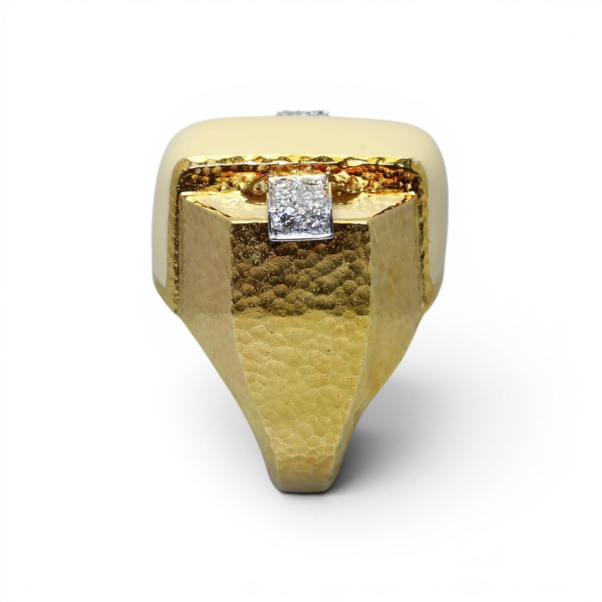 Bague Tank DAVID WEBB en or jaune, émail et diamants - Castafiore