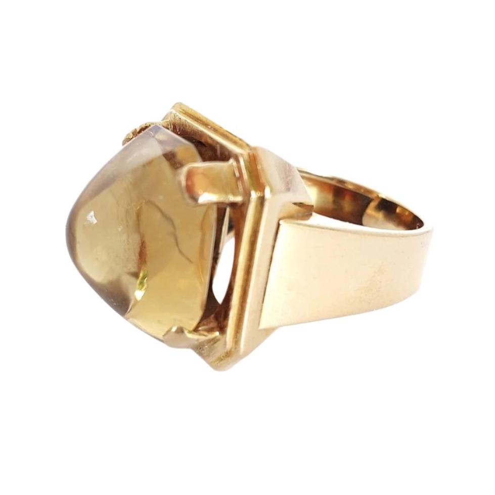 BAGUE TANK DES ANNEES 1940, CITRINE ET OR - Castafiore