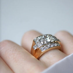 Bague Tank Diamants 3,00 Cts Or et Platine - Castafiore