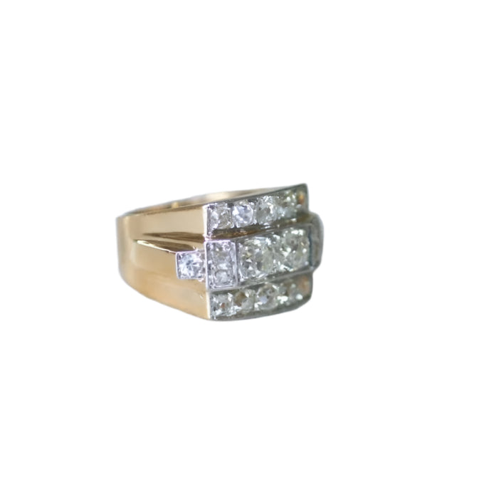 Bague Tank Diamants 3,00 Cts Or et Platine - Castafiore