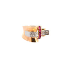 Bague tank d'occasion rubis et diamants - Castafiore