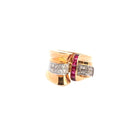 Bague tank d'occasion rubis et diamants - Castafiore