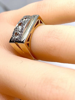 Bague Tank en or 18 carats et platine en diamants - Castafiore