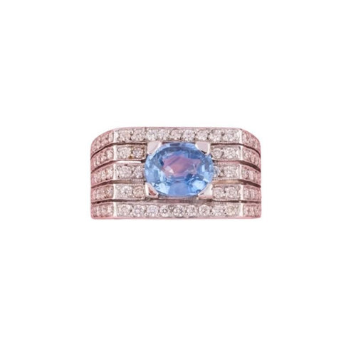 Bague Tank En Or 18 Carats - Sertie De Diamants 0.55 Carats - Poids 10.80 G - Taille 60 - Occasion