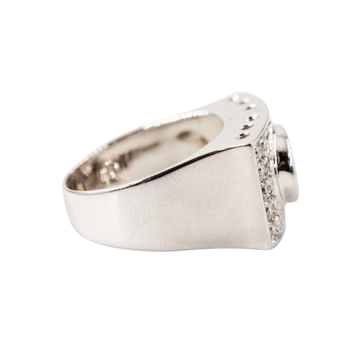Bague Tank en or blanc, aigue-marine et diamants - Castafiore