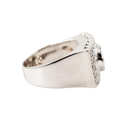 Bague Tank en or blanc, aigue-marine et diamants - Castafiore