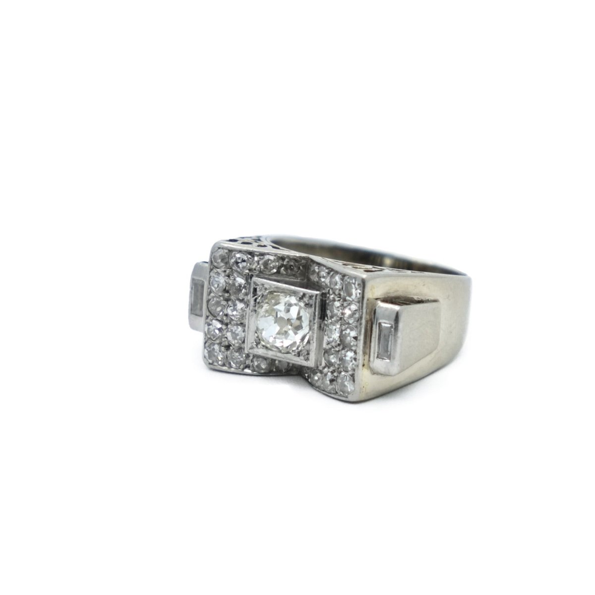 Bague Tank en or blanc et diamants - Castafiore