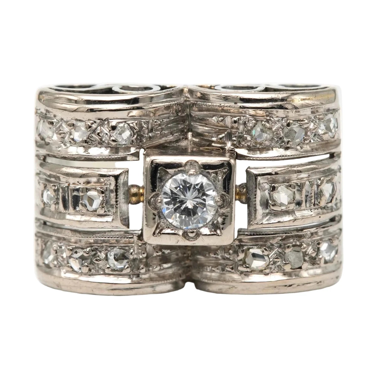 Bague Tank en or blanc et diamants - Castafiore