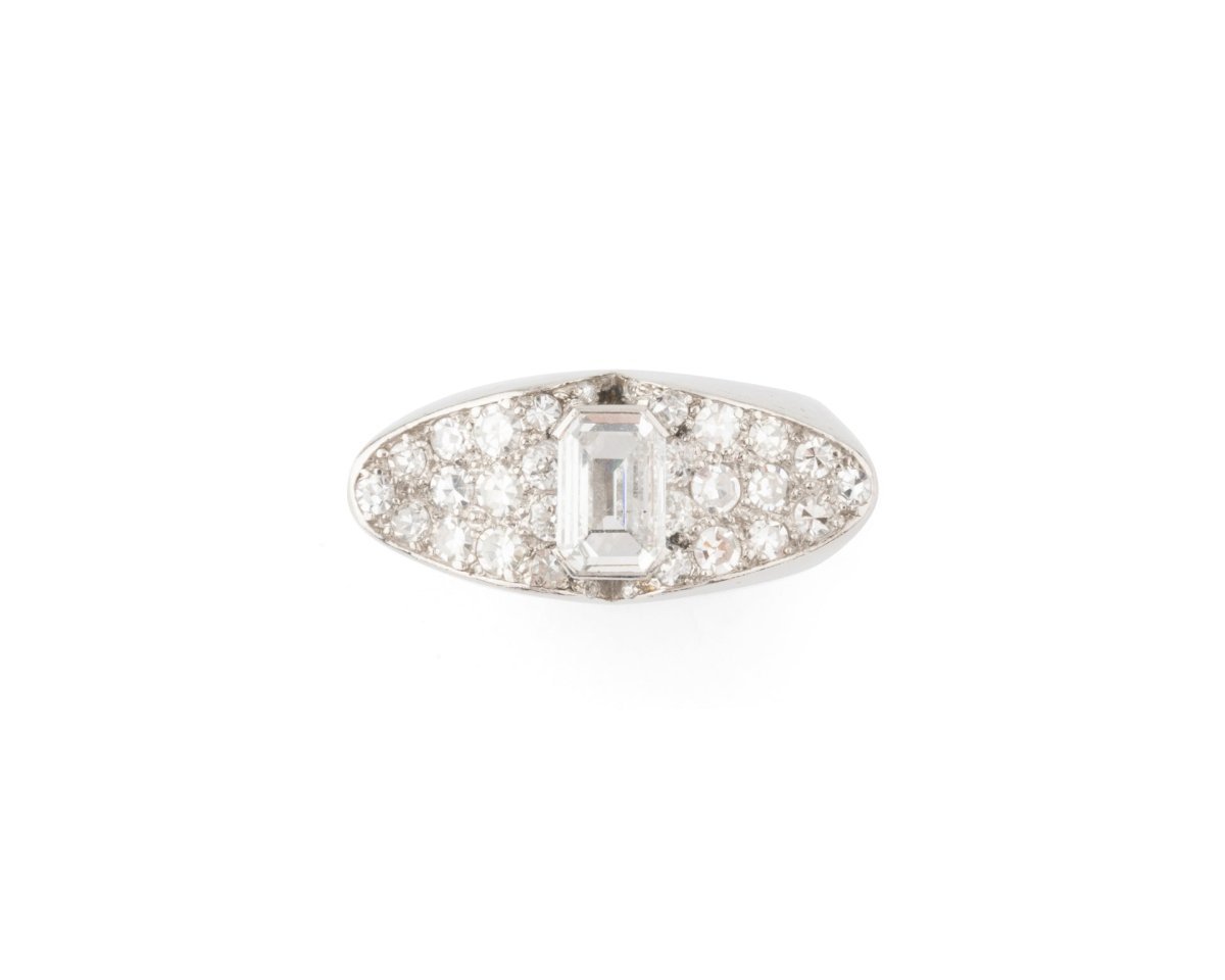 Bague Tank en or blanc et diamants - Castafiore