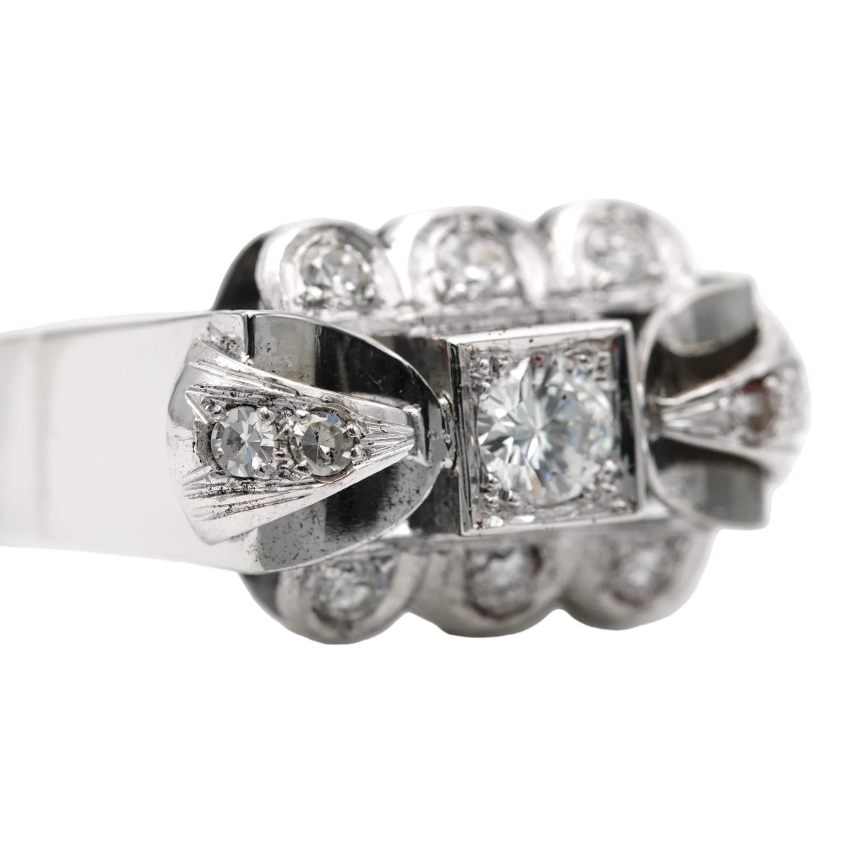 Bague Tank en or blanc et diamants - Castafiore