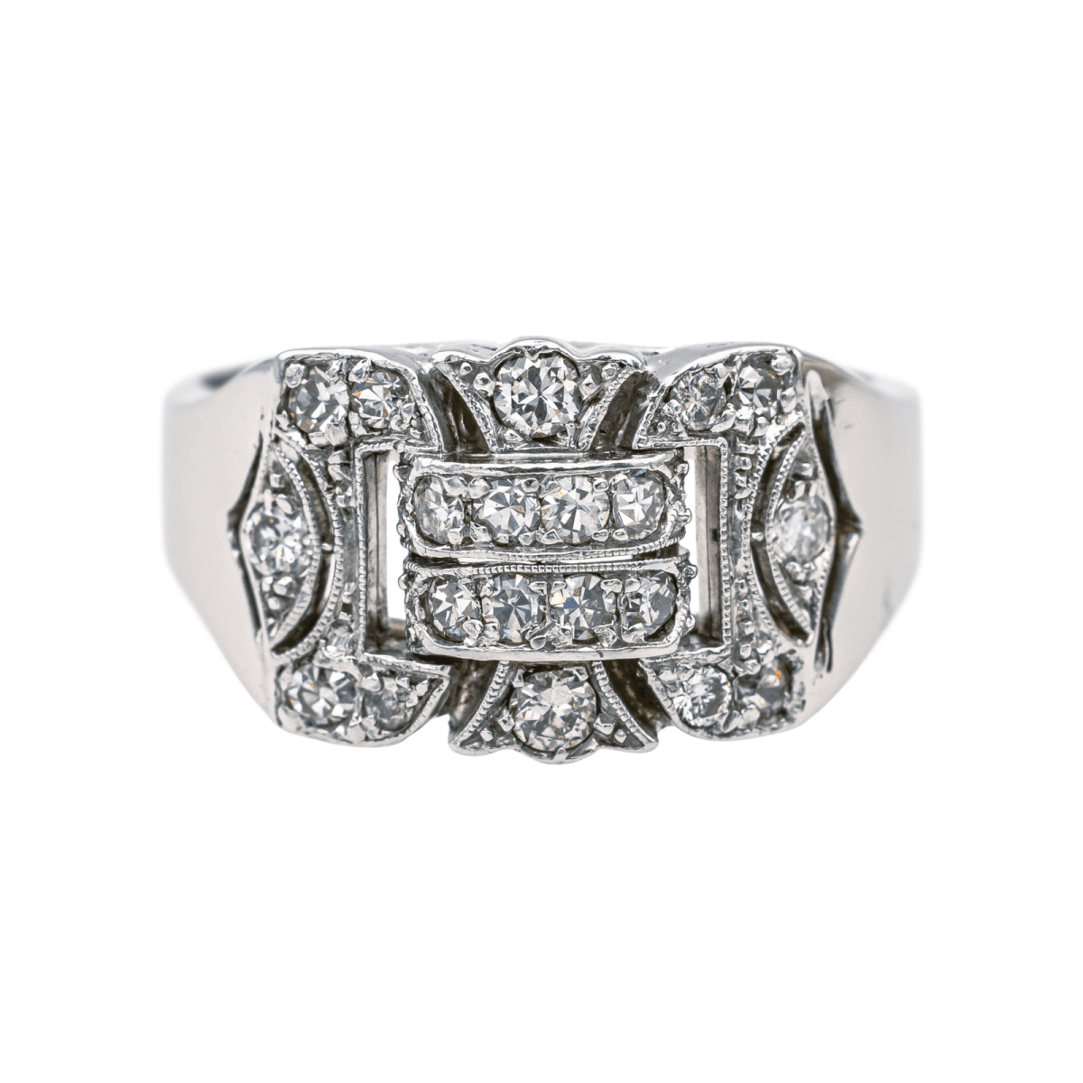 Bague Tank en or blanc et diamants - Castafiore