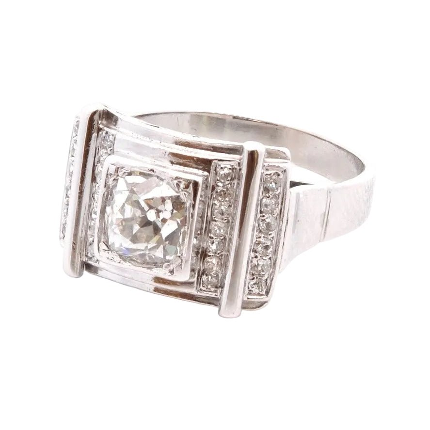 Bague Tank en or blanc et diamants - Castafiore