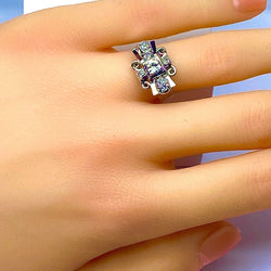 Bague Tank en or blanc et diamants - Castafiore