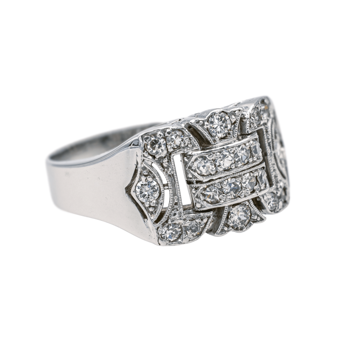 Bague Tank en or blanc et diamants - Castafiore