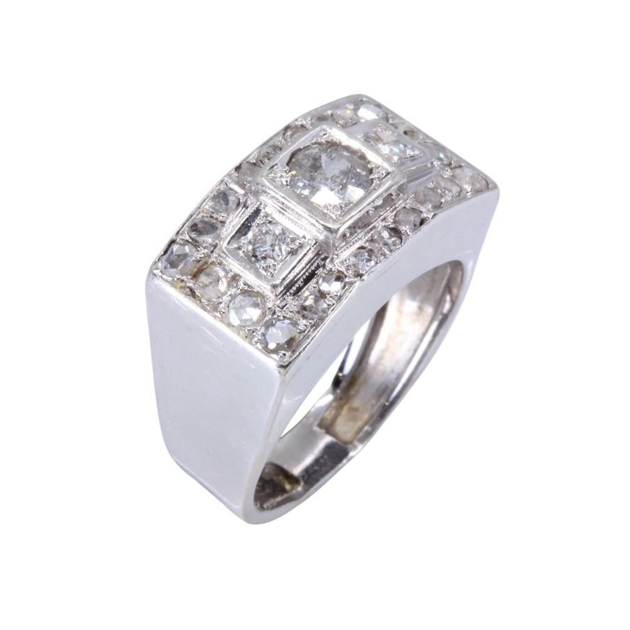 Bague Tank en or blanc et diamants - Castafiore