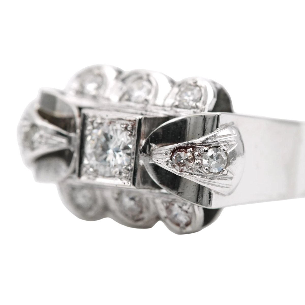 Bague Tank en or blanc et diamants - Castafiore
