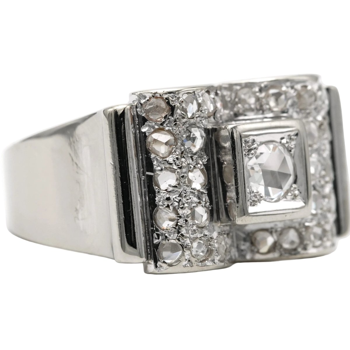 Bague Tank en or blanc et diamants - Castafiore