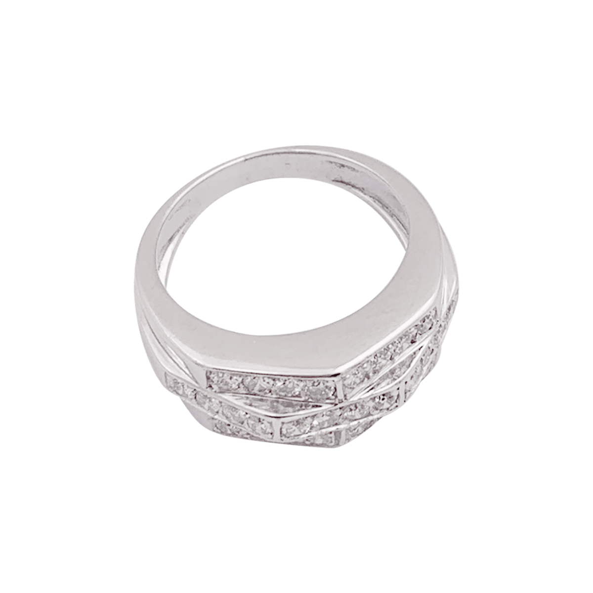 Bague Tank en or blanc et diamants - Castafiore