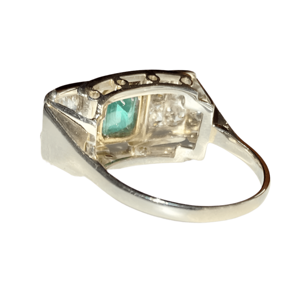 Bague Tank en or blanc, or jaune, émeraude et diamants - Castafiore