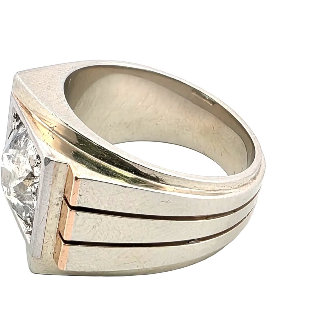 Bague Tank en or blanc, or jaune et diamants - Castafiore