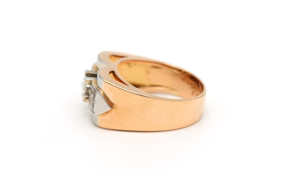 Bague Tank en or blanc, or jaune et diamants - Castafiore