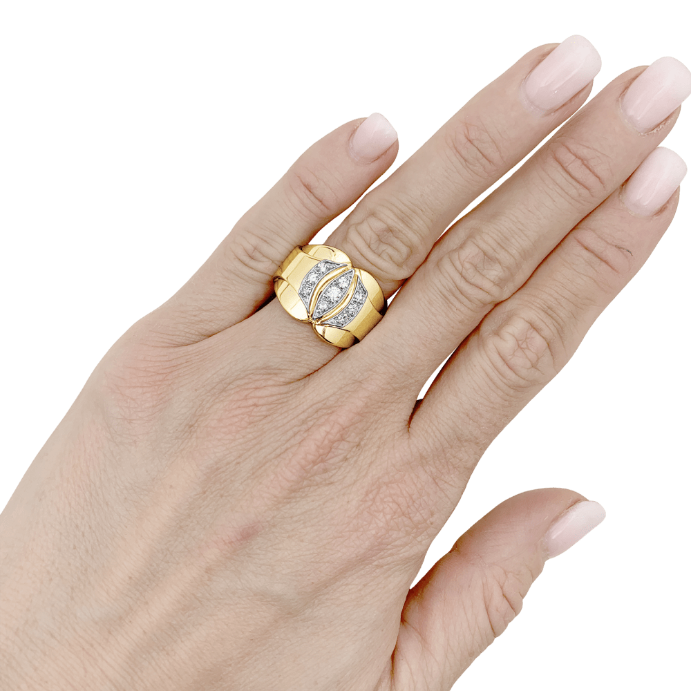 Bague Tank en or blanc, or jaune et diamants - Castafiore