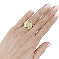 Bague Tank en or blanc, or jaune et diamants - Castafiore