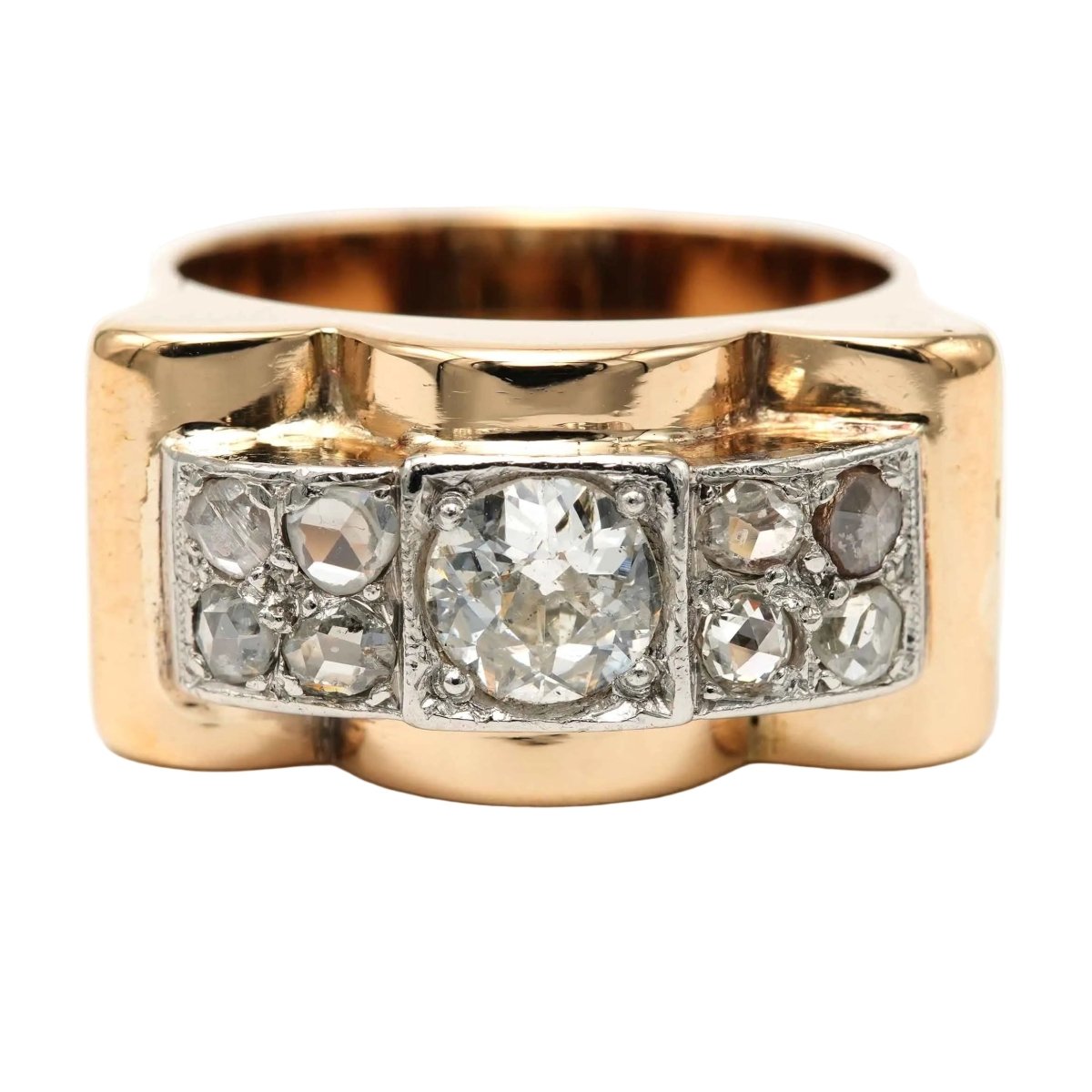 Bague Tank en or blanc, or jaune et diamants - Castafiore