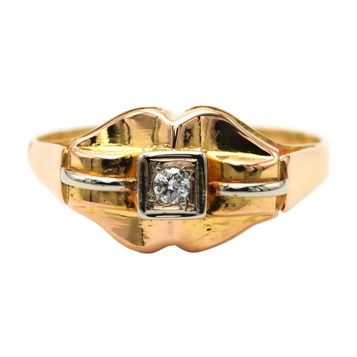 Bague Tank en or blanc, or jaune et diamants - Castafiore