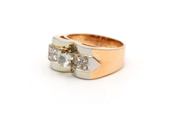 Bague Tank en or blanc, or jaune et diamants - Castafiore