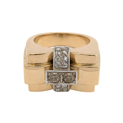 Bague Tank en or blanc, or jaune et diamants - Castafiore