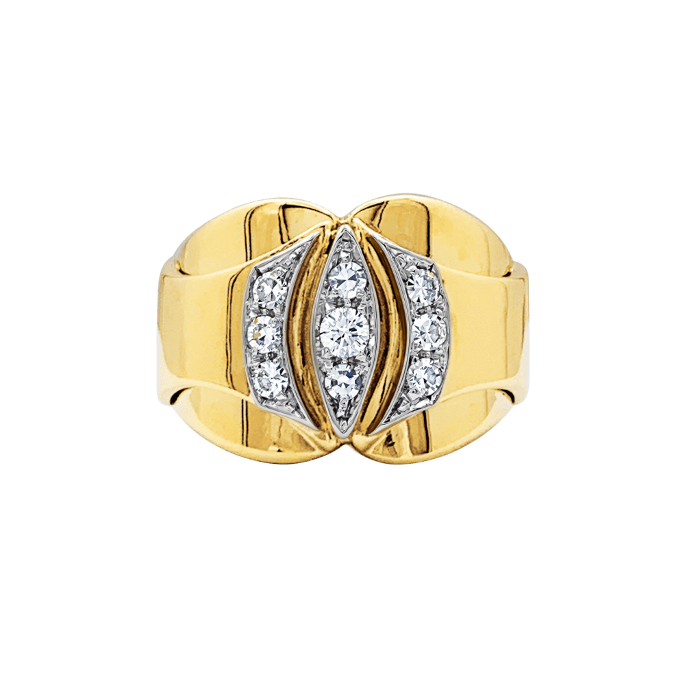 Bague Tank en or blanc, or jaune et diamants - Castafiore