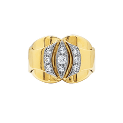 Bague Tank en or blanc, or jaune et diamants - Castafiore