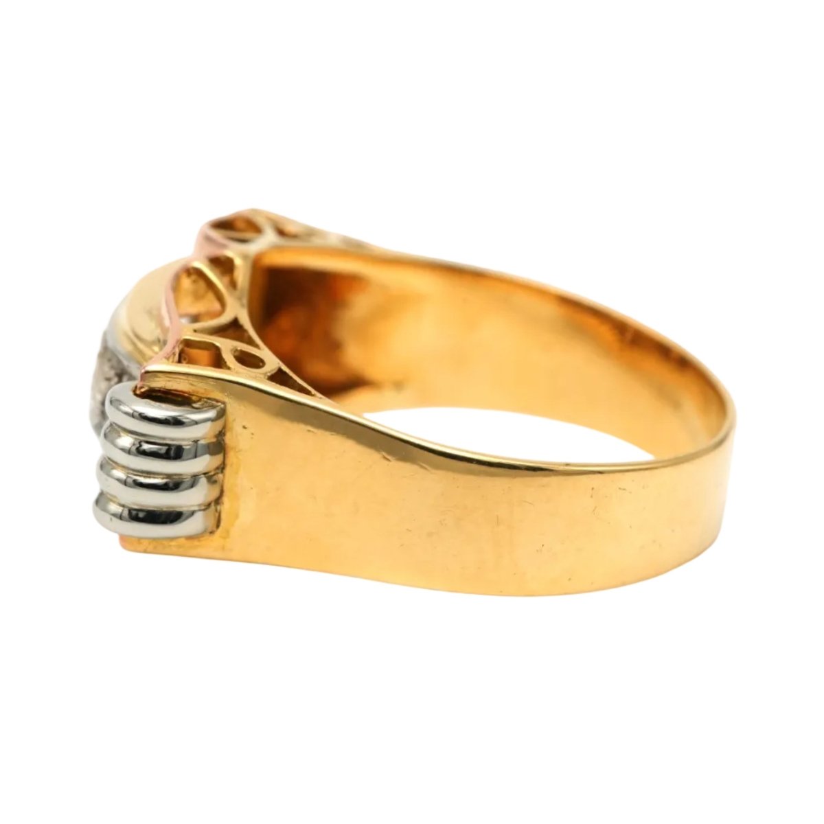Bague Tank en or blanc, or jaune et diamants - Castafiore