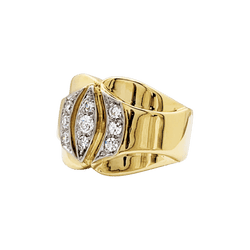 Bague Tank en or blanc, or jaune et diamants - Castafiore
