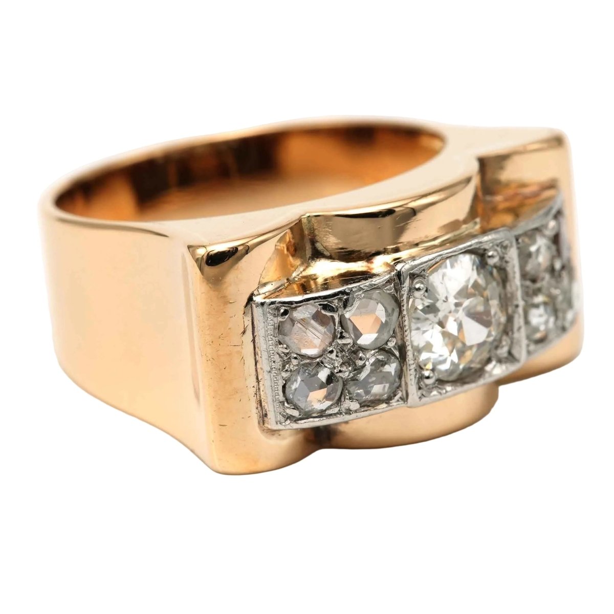 Bague Tank en or blanc, or jaune et diamants - Castafiore