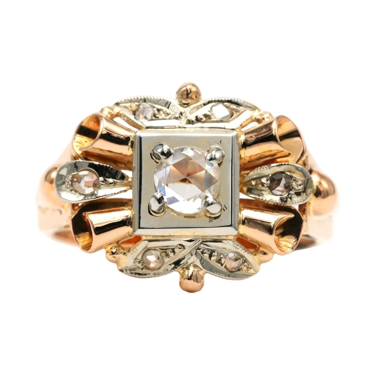 Bague Tank en or blanc, or jaune et diamants - Castafiore