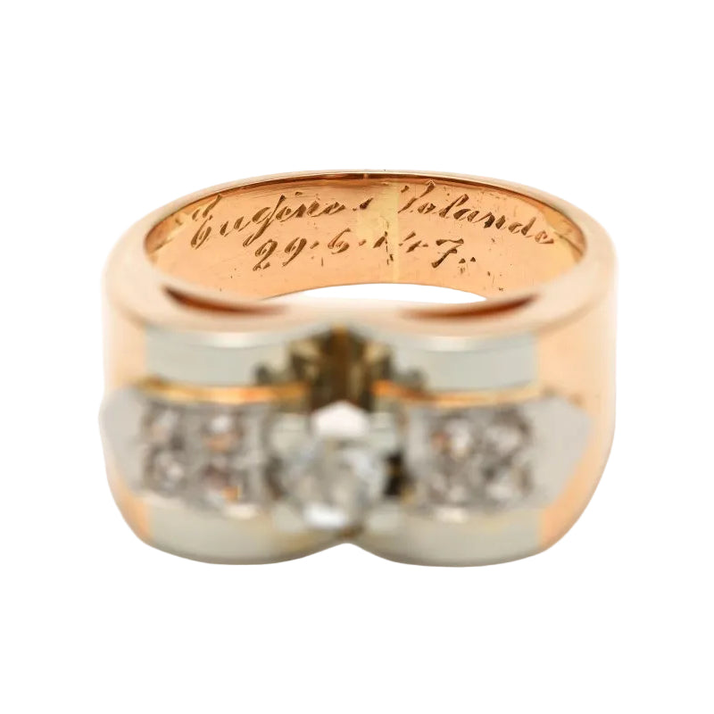 Bague Tank en or blanc, or jaune et diamants - Castafiore