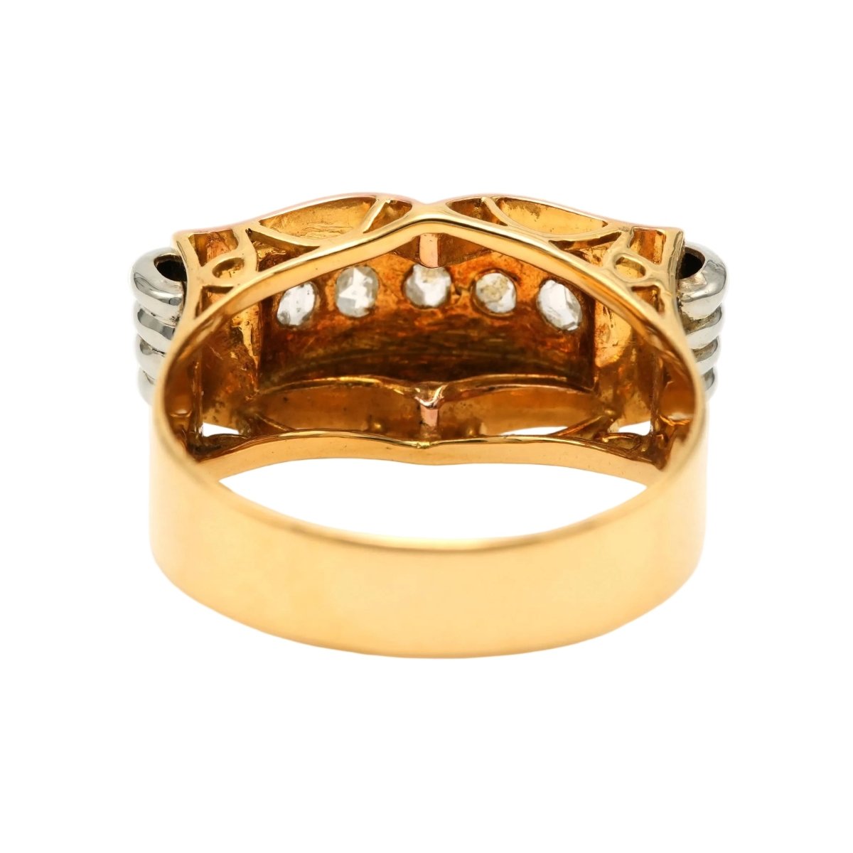 Bague Tank en or blanc, or jaune et diamants - Castafiore