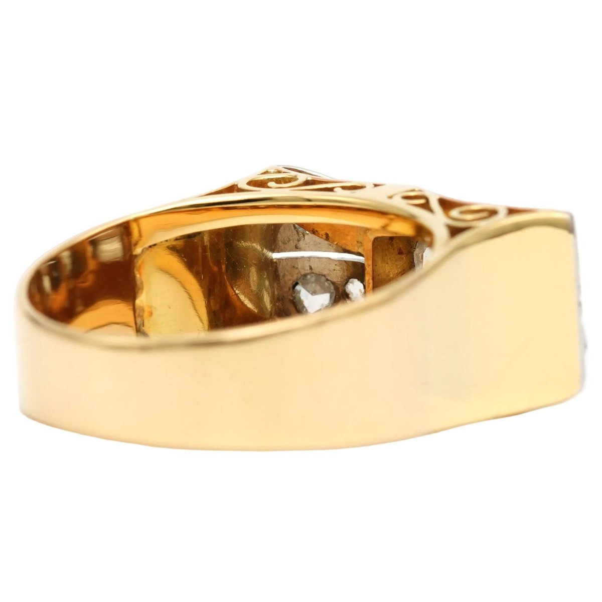 Bague Tank en or blanc, or jaune et diamants - Castafiore