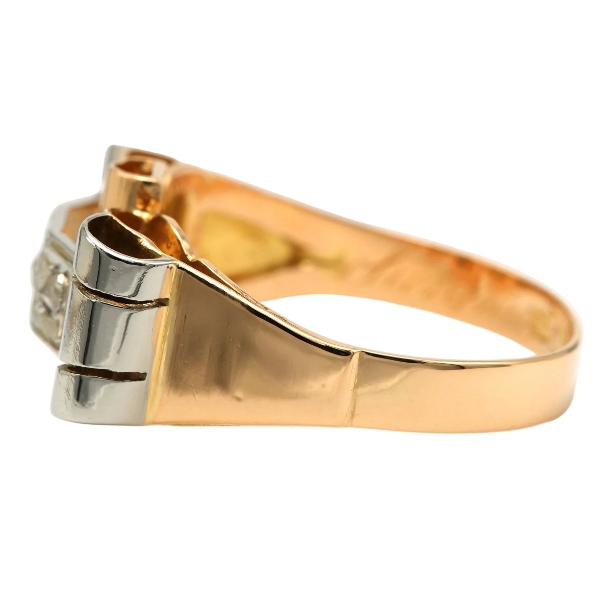 Bague Tank en or blanc, or jaune et diamants - Castafiore
