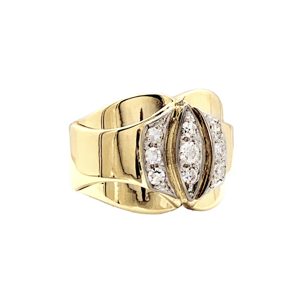 Bague Tank en or blanc, or jaune et diamants - Castafiore