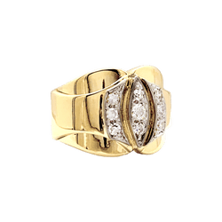 Bague Tank en or blanc, or jaune et diamants - Castafiore