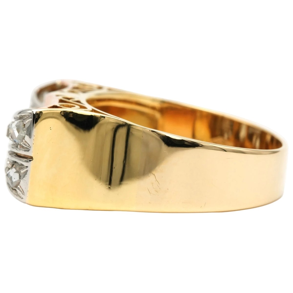 Bague Tank en or blanc, or jaune et diamants - Castafiore