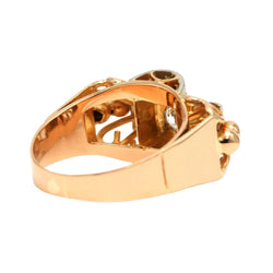 Bague Tank en or blanc, or jaune et zirconiums - Castafiore