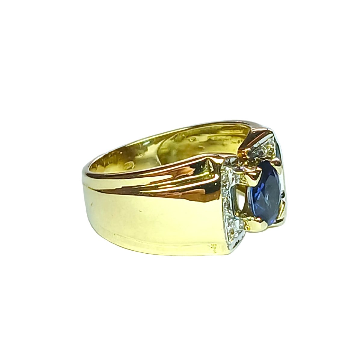 Bague Tank en or blanc, or jaune, saphir et diamants - Castafiore