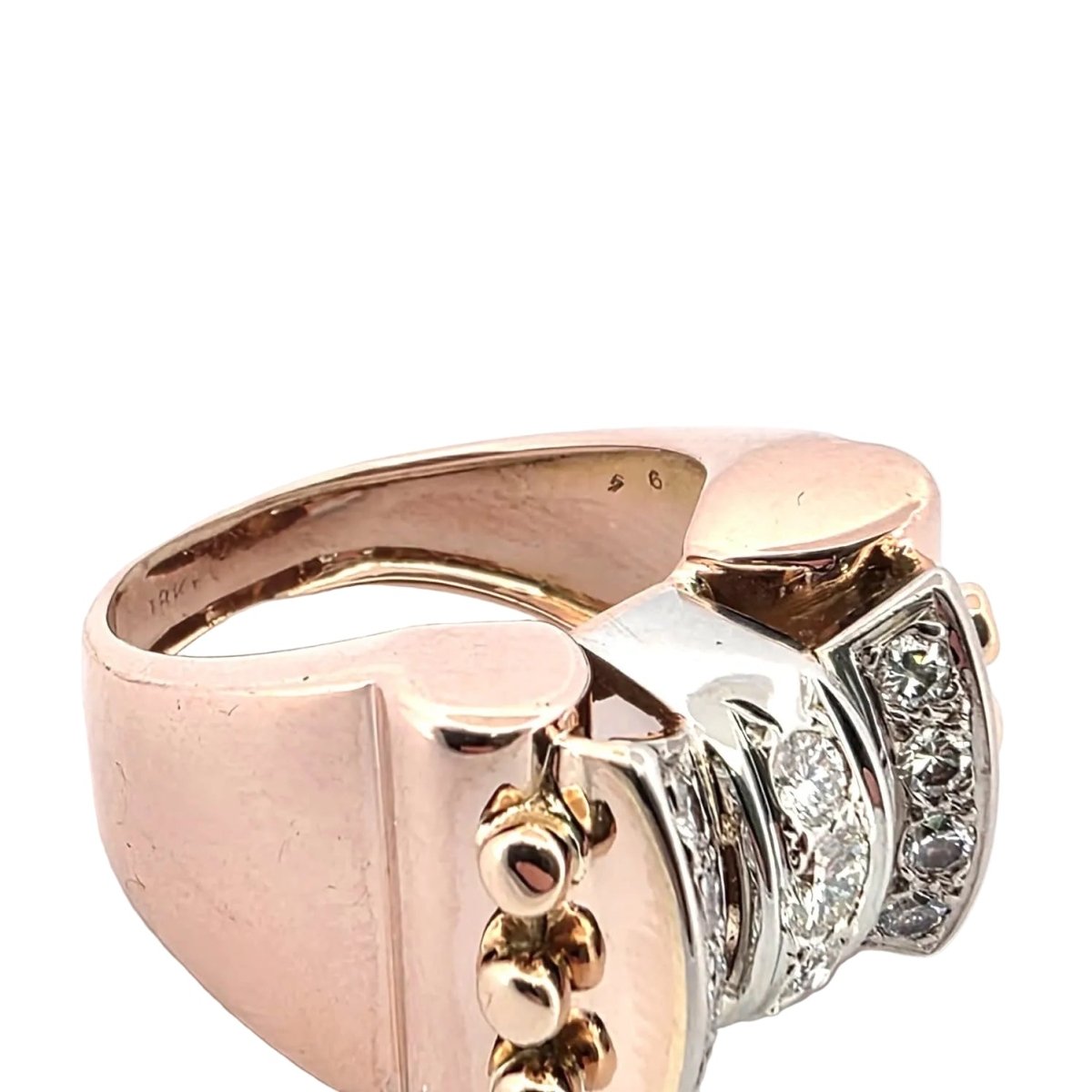 Bague Tank en or blanc, or rose et diamants - Castafiore