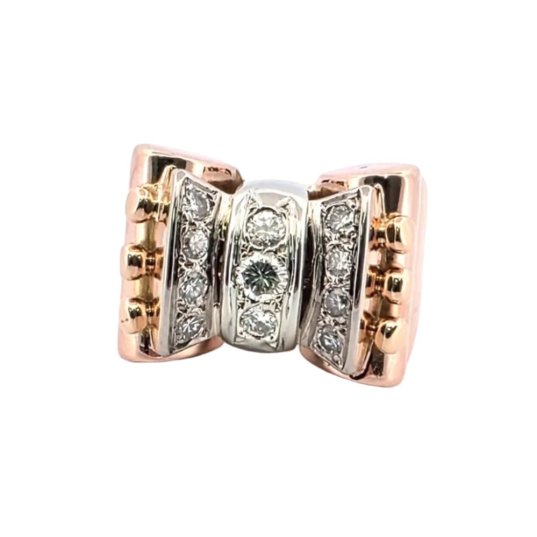 Bague Tank en or blanc, or rose et diamants - Castafiore