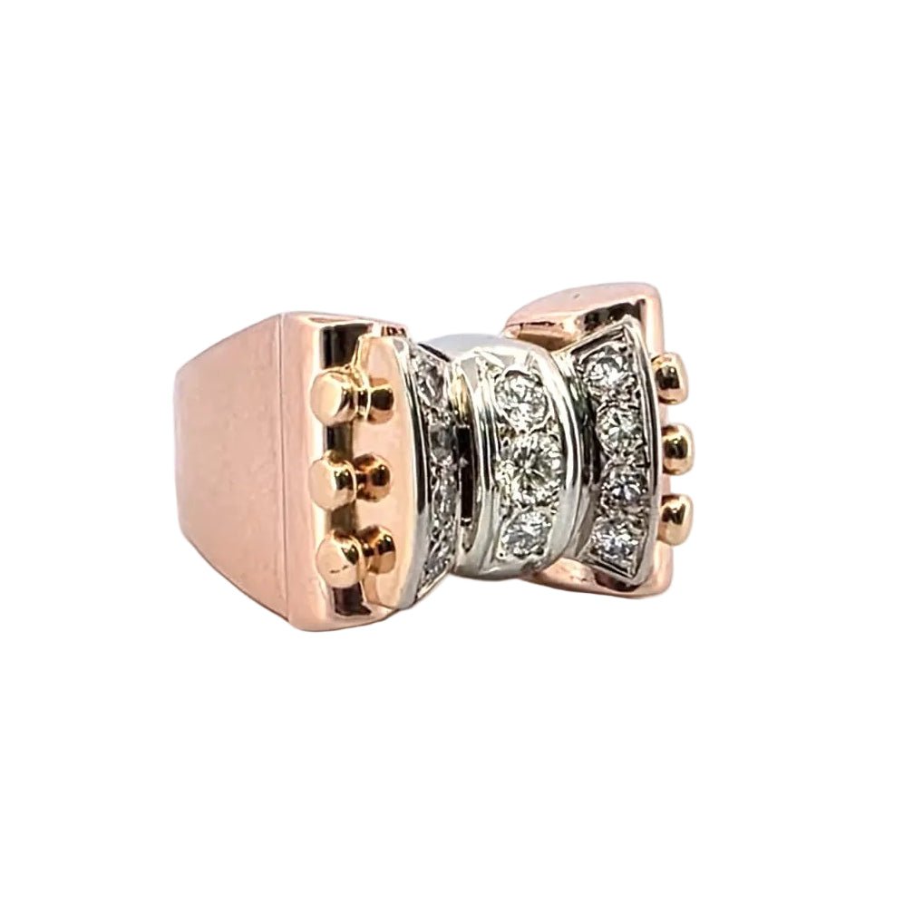 Bague Tank en or blanc, or rose et diamants - Castafiore